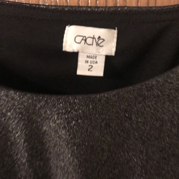 Cache Metallic Gray Silver Cape Sleeve Dress 2 - Picture 3 of 6